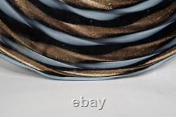 2 Balboa Venetian Murano Art Glass Wall Platter Black Blue Gold Swirls Italy B9