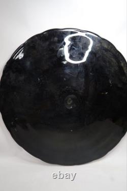 2 Balboa Venetian Murano Art Glass Wall Platter Black Blue Gold Swirls Italy B9
