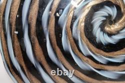 2 Balboa Venetian Murano Art Glass Wall Platter Black Blue Gold Swirls Italy B9