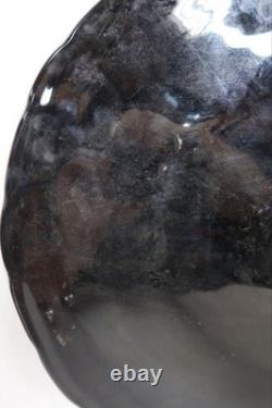 2 Balboa Venetian Murano Art Glass Wall Platter Black Blue Gold Swirls Italy B9