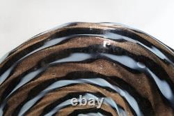 2 Balboa Venetian Murano Art Glass Wall Platter Black Blue Gold Swirls Italy B9