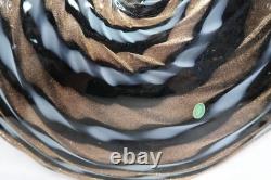 2 Balboa Venetian Murano Art Glass Wall Platter Black Blue Gold Swirls Italy B9