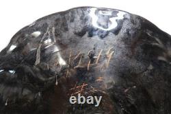 2 Balboa Venetian Murano Art Glass Wall Platter Black Blue Gold Swirls Italy B9