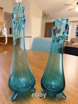 2 LE smith Peacock 3 Toe Swung Vases 10'& 11'. Selling As A Pair In Exc Con