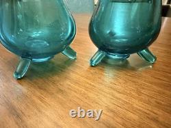 2 LE smith Peacock 3 Toe Swung Vases 10'& 11'. Selling As A Pair In Exc Con