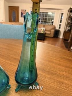 2 LE smith Peacock 3 Toe Swung Vases 10'& 11'. Selling As A Pair In Exc Con