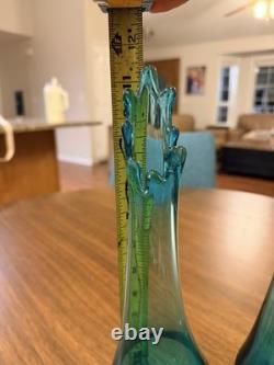 2 LE smith Peacock 3 Toe Swung Vases 10'& 11'. Selling As A Pair In Exc Con
