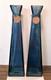 2 Lg NWT San Miguel Blue Recycled Glass Tall Square Column Floor Vases 21 1/4