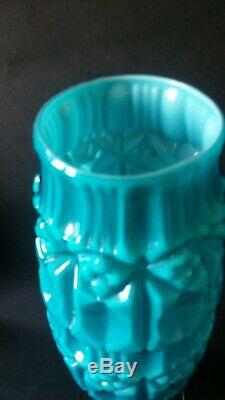 2 xVintage Empoli Cased Vase blue Textured Italian Art Glass 60s 70s Mid Century