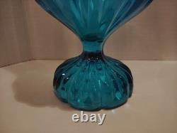 20 LE Smith MCM Vintage Blue Pedestal Swung Glass Vases LOOK AT PICS