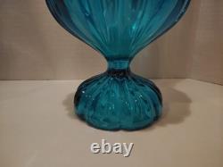 20 LE Smith MCM Vintage Blue Pedestal Swung Glass Vases LOOK AT PICS