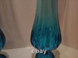 20 LE Smith MCM Vintage Blue Pedestal Swung Glass Vases LOOK AT PICS