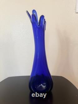 20 Tall, MCM Cobalt Blue, 5 Finger Swung Vase, 6 Base, Triangle Shaped Base