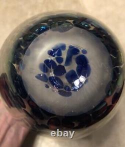 2000 Robert Eickholt Art Glass Vase Purple & Blue Iridescent Signed 10