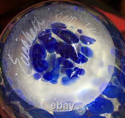 2000 Robert Eickholt Art Glass Vase Purple & Blue Iridescent Signed 10