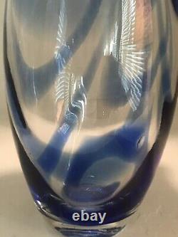 2003 Blenko Art Glass Cobalt Swirl Line Vase