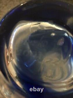 2003 Blenko Art Glass Cobalt Swirl Line Vase