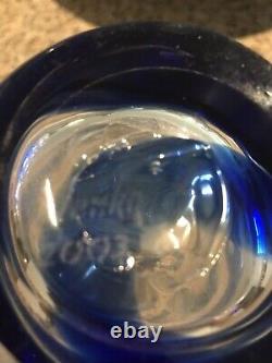 2003 Blenko Art Glass Cobalt Swirl Line Vase