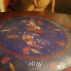 20Th century Vintage Heavy Enamel Moser Bohemian glass Charger