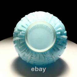 20th Century Art Deco Blue Geometric Glass Vase C1920