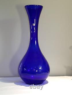 23 Vintage Cobalt Blue Blenko Blown Glass Floor Vase