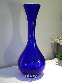 23 Vintage Cobalt Blue Blenko Blown Glass Floor Vase