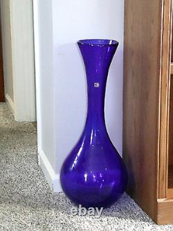 23 Vintage Cobalt Blue Blenko Blown Glass Floor Vase