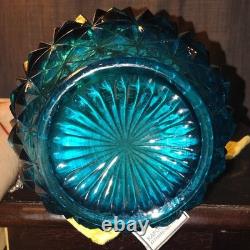 24 inch L. E. Smith Blue Swung Glass Decorative Vase