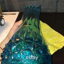 24 inch L. E. Smith Blue Swung Glass Decorative Vase
