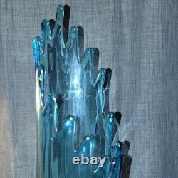 24 inch L. E. Smith Blue Swung Glass Decorative Vase