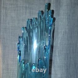 24 inch L. E. Smith Blue Swung Glass Decorative Vase