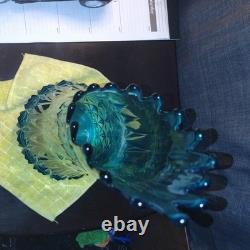 24 inch L. E. Smith Blue Swung Glass Decorative Vase