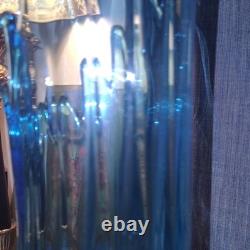 24 inch L. E. Smith Blue Swung Glass Decorative Vase