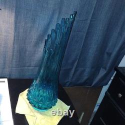 24 inch L. E. Smith Blue Swung Glass Decorative Vase