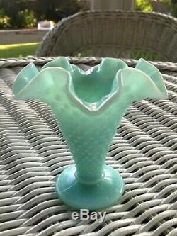 3 Fenton Pastel Hobnail Milk Glass Trumpet Vases Pink Blue Green Hard to Find