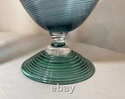 3 vintage hand blown swirled green blue Paran Studio glass vases Richard Jones