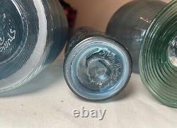 3 vintage hand blown swirled green blue Paran Studio glass vases Richard Jones