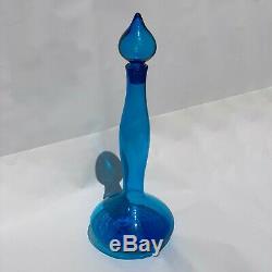 31 Blenko Architectural Decanter No. 5815L Blue Art Glass Genie Bottle Vase