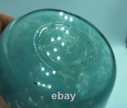 5 Vintage Scottish Monart Art Glass Vase Sky Blue & Gold
