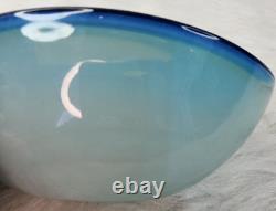 50s Glass Murano Hand Blown Blue Oval Design Glass Ashtray