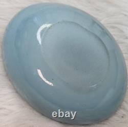 50s Glass Murano Hand Blown Blue Oval Design Glass Ashtray