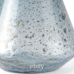 7 Blue Seeded Glass Round Table Vase