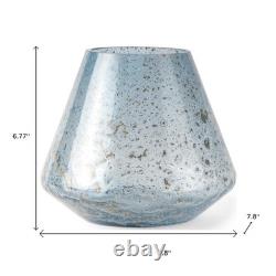 7 Blue Seeded Glass Round Table Vase