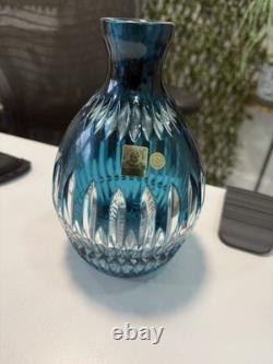 7 Caesar Crystal Bohemian Czech Cobalt Blue/Clear Lead Crystal Vase Stunning