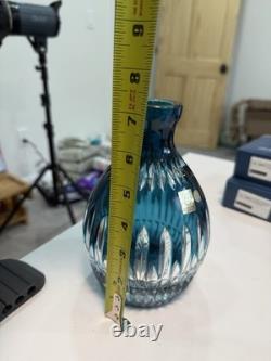 7 Caesar Crystal Bohemian Czech Cobalt Blue/Clear Lead Crystal Vase Stunning