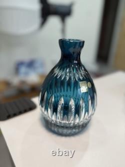 7 Caesar Crystal Bohemian Czech Cobalt Blue/Clear Lead Crystal Vase Stunning