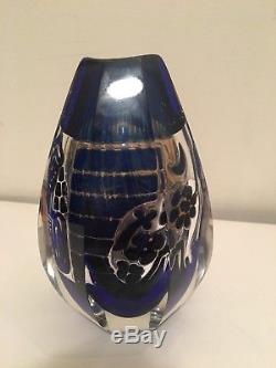 8 Edvin Ohrstrom Cobalt Blue Art Glass Vase for Orrefors Ariel The Gondolier