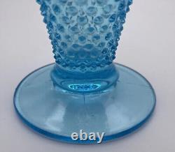 8 Fenton Hobnail Fan Vase Opalescent Blue Art Glass Ruffled Edge