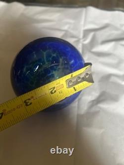 80s Kosta Boda Green Blue Art Glass Vase Perfume Bottle W Stopper Artist Signed