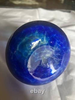 80s Kosta Boda Green Blue Art Glass Vase Perfume Bottle W Stopper Artist Signed